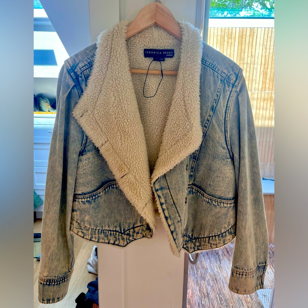 VERONICA BEARD Neena Fleece Lined Denim Jacket in M